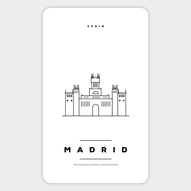 Madrid Minimal Black Line Design Magnet by kursatunsal